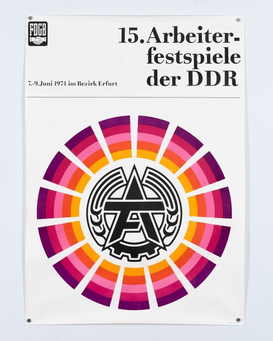 Image 1 of 15. Arbeiterfestspiele der DDR 1974 – Poster di propaganda vintage originale – Vintage – 81x57 cm