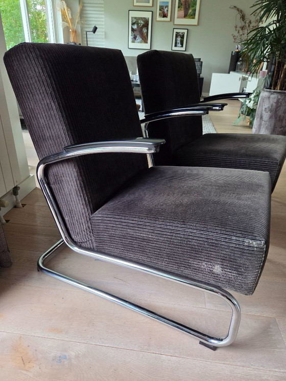 Gispen 412 – 2 Sessel + Ottomane | Niederländische Originale – Chrome (photo 7 of 8)