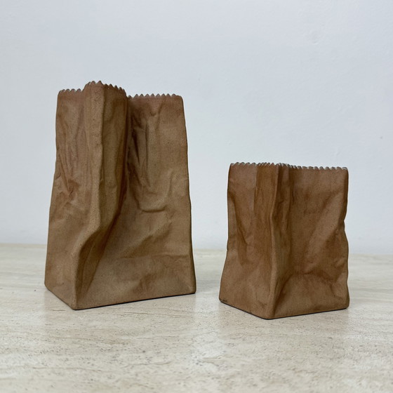 Image 1 of Set of 2 Rosenthal Paper Bag Vases by Tapio Wirkkala, 1970s