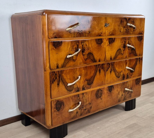 Comò Art Déco Emiliano 1934 – ladekasten, Brass, Wood