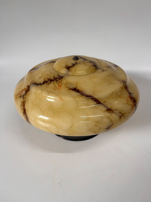 Vintage gran lámpara de techo de cristal jaspeado Art Deco 1930s