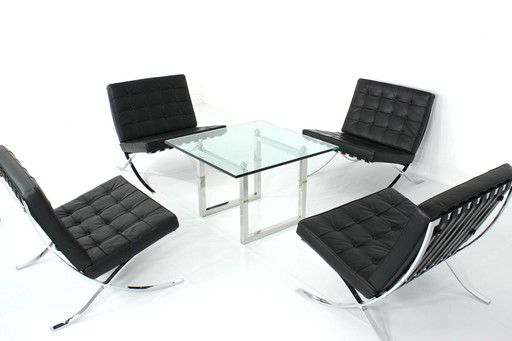 as new, Peter Ghyczy T29 “Biri” Coffee Table, new glass plate, stainless steel frame