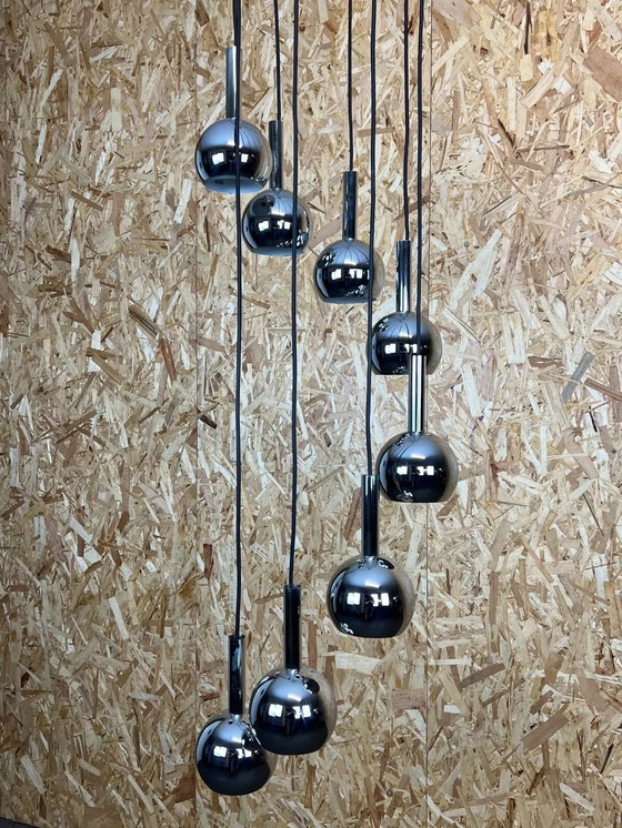 Image 1 of Lampada da soffitto Wortmann &amp; Filz anni '60 e '70 a cascata, cromata, Space Age