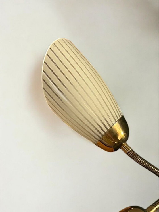 Image 1 of Rarità! Lampada a sacchetto originale degli anni '50 con paralumi in vetro, lampada da parete di metà secolo flessibile