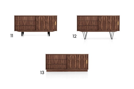 Mobile in noce O-S11 con ante scorrevoli e cassetti