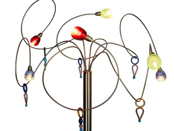 Image 1 of Harco Loor - Strawberry - murano -  6 lichts - dimmer - 1990's