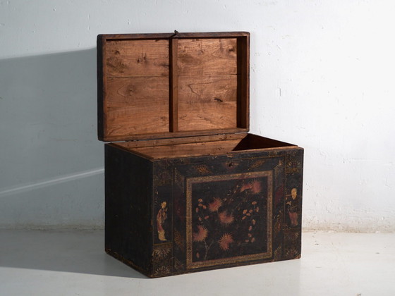 Malle ancienne peinte en bois de pin – Chine, vers 1900 – Armoires de rangement, Iron (photo 19 of 40)