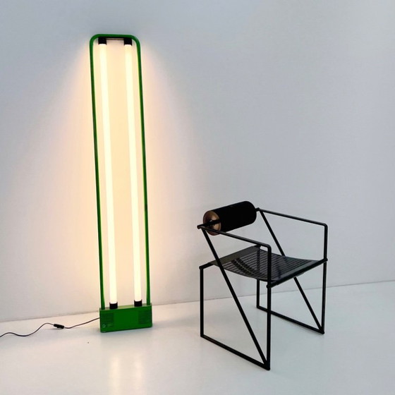 Image 1 of Lámpara de neón doble verde de Gian N. Gigante para Zerbetto, década de 1980.