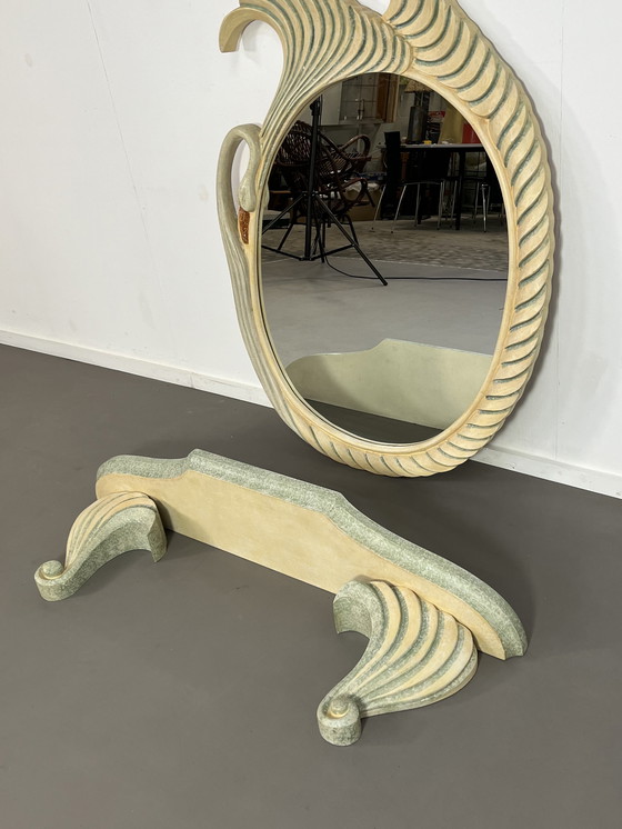 Image 1 of Vintage Italian epoxy designer mirror with console