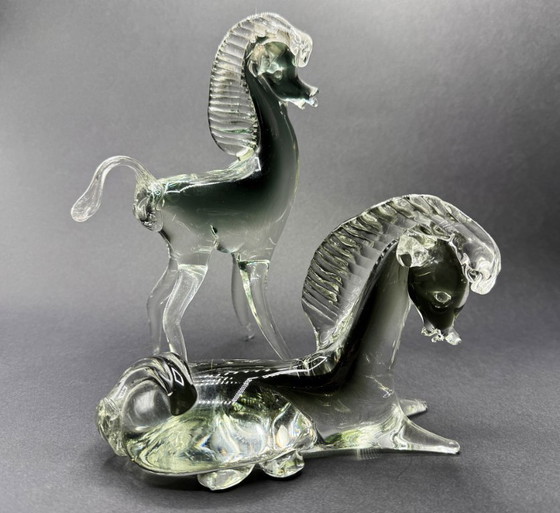 Image 1 of Murano - Elegante pareja de caballos en cristal de Murano de los años 50