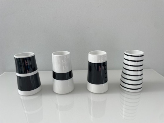 Image 1 of Set of 4 Scandinavian design porcelain egg cups