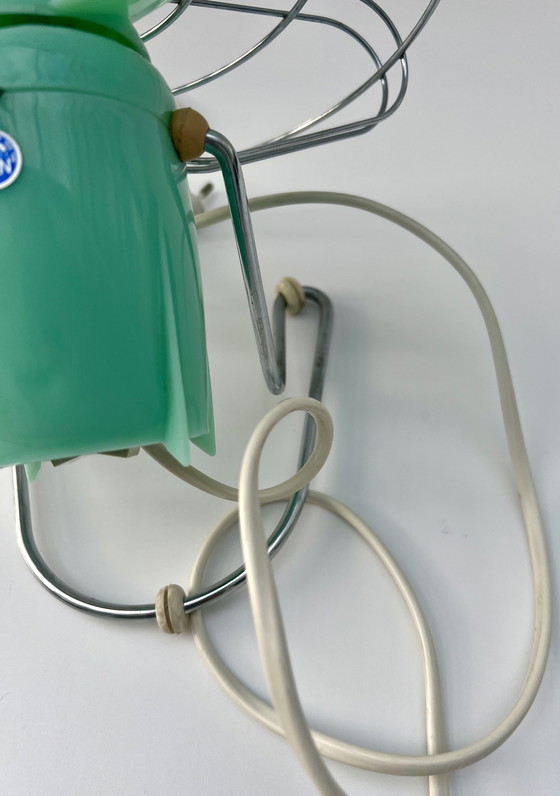 Image 1 of Ventilatore da tavolo vintage italiano “bjm” – verde menta – anni '50/'60
