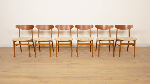 6 x vintage eetkamerstoel | Farstrup | Model 210 | Opnieuw gestoffeerd