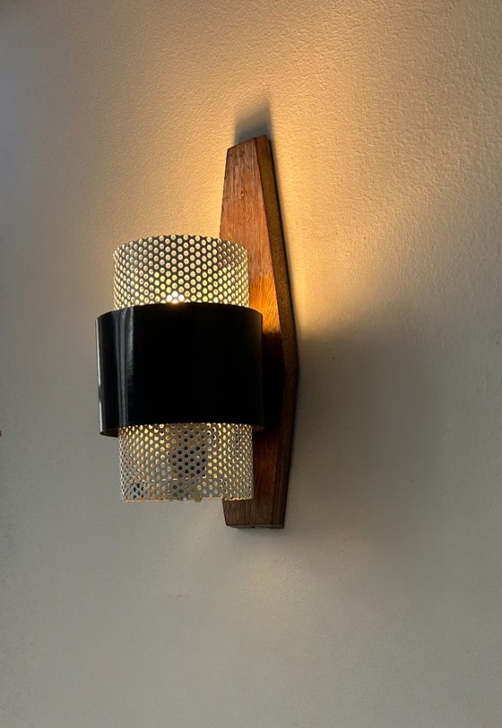 Image 1 of Applique vintage, legno, metallo laccato bianco e nero, Francia, 1950