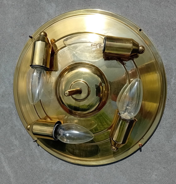 Plafonnier / Applique Vintage Deknudt – Hollywood Regency – Glass, Brass (photo 7 of 8)