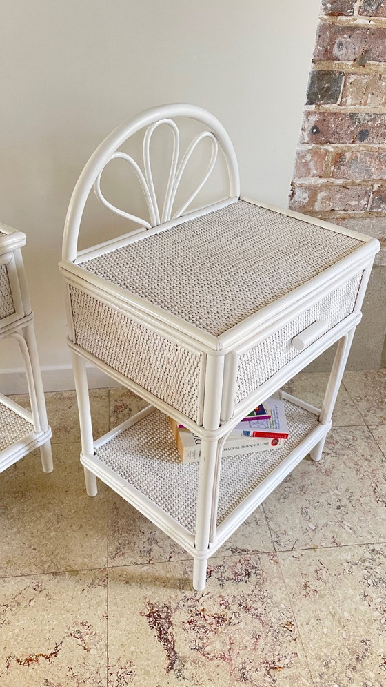 Image 1 of Coppia di comodini vintage in rattan