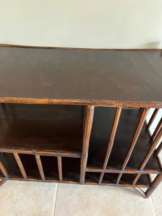 Bruin rotan console rek – Wandrek, Wicker, Rattan, Vintage (photo 9 of 18)