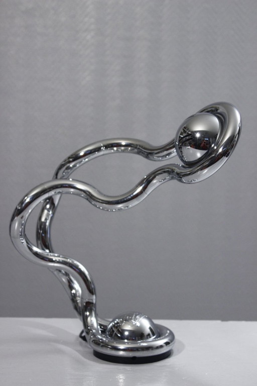 Chrome-plated "Tangle Lamp" desk lamp designed by Richard Zawitz 1991