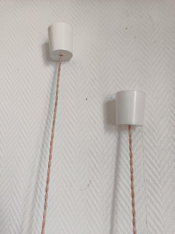 Image 1 of 2x vintage opaline pendant lights