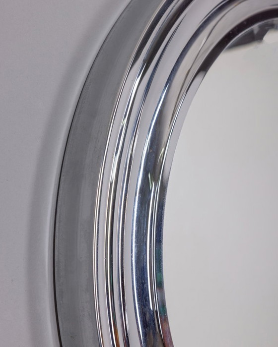 Image 1 of VINTAGE 1970S ROUND WALL MIRROR IN CHROME-PLATED METAL, ITALIAN DESIGN