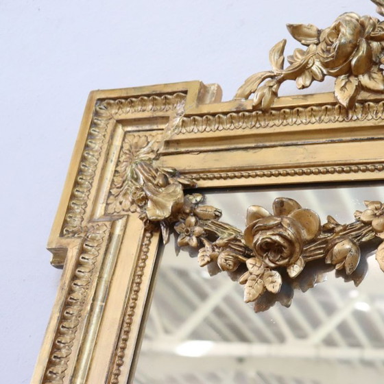 Image 1 of Large Antique Wall Mirror in Gilded Wood, Italy 19th Century