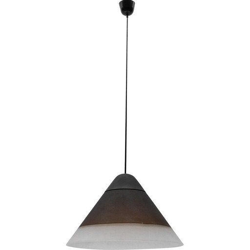 Vintage bruine kegelvormige glazen plafondlamp van Peill en Putzler, 1960