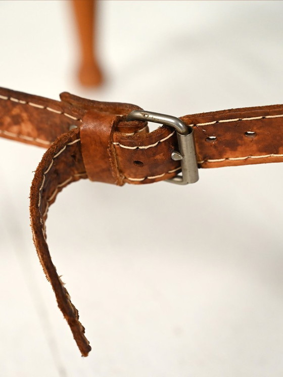 Image 1 of “Safari” Footstool in Oak and Leather