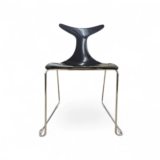 6 x Delfy chair by Gino Carollo for Ciacci Kreaty / Italy 1990s / 2 x red - 4 x black (photo 12 of 19)