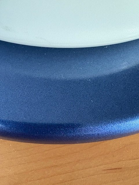Vintage Conical Frosted Glass Ceiling Lamp with Dark Blue Edge from the 1980s