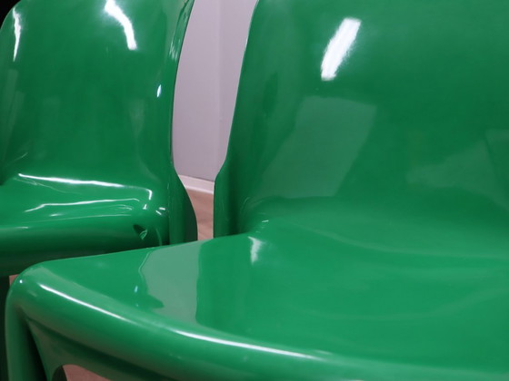 Image 1 of Set di 4 sedie Selene vintage verdi di Vico Magistretti, ARTEMIDE anni '70