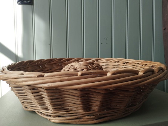 Image 1 of Antico grande cesto da panettiere in vimini intrecciato - Ghirlanda