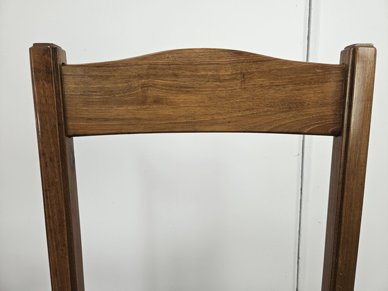 Image 1 of Beuken eetkamerstoelen met geometrische zitting uit 1950