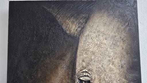 Large 3D Texture Painting Elephant L. Paramault (150x75)