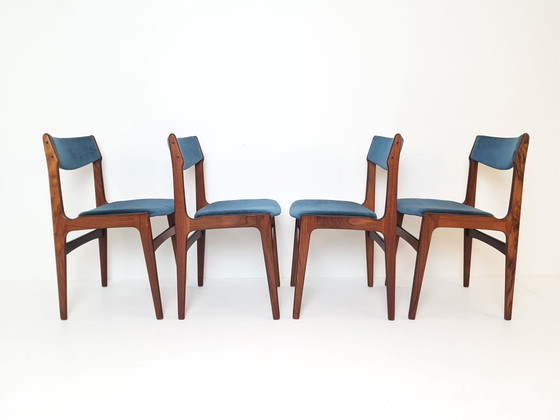 Ensemble de 6 chaises de salle à manger Erik Buch en palissandre, bleues, récemment retapissées – Wood (photo 11 of 15)