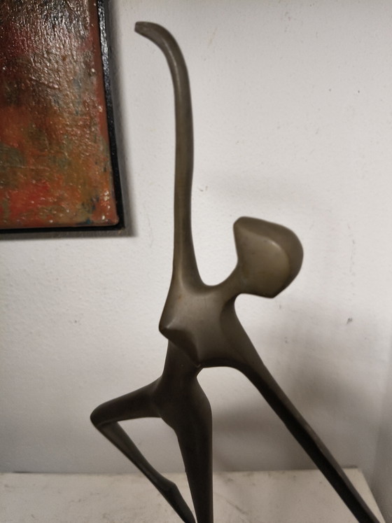 Vintage Modernist Brass Sculpture Ballerina – Beautiful Patina – 1980s (photo 7 of 10)