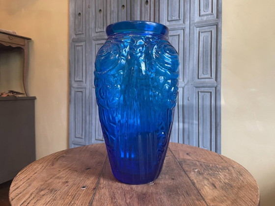 Image 1 of Art Deco Vase 1930 Cobalt Blue French