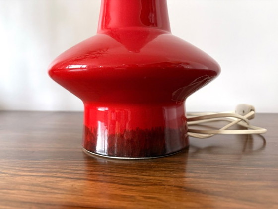 Image 1 of Vintage retro red ceramic table lamp base from the 70s
