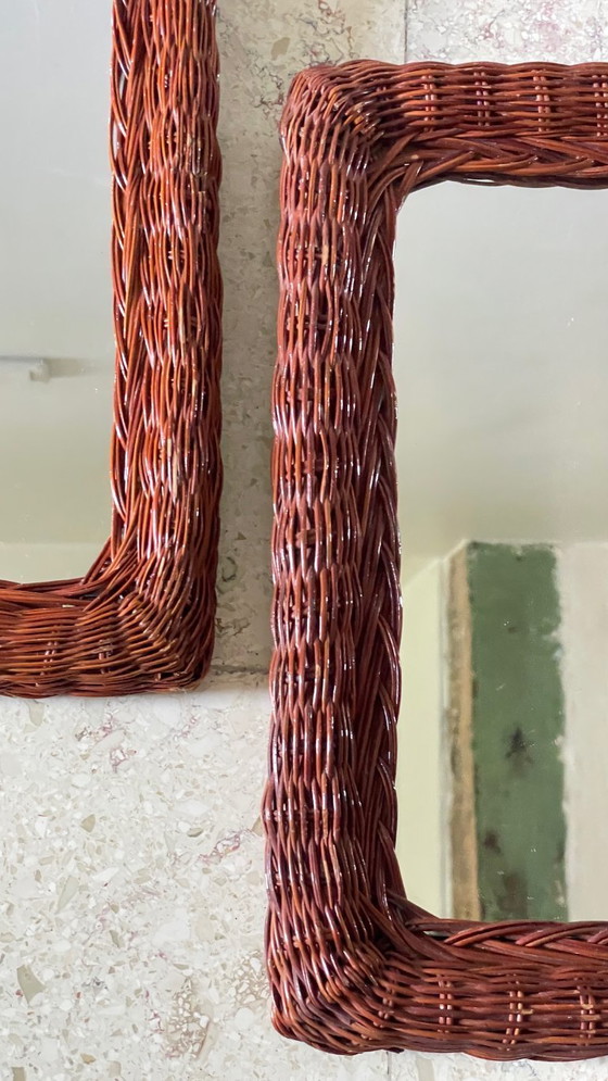 Image 1 of Coppia di specchi vintage in rattan