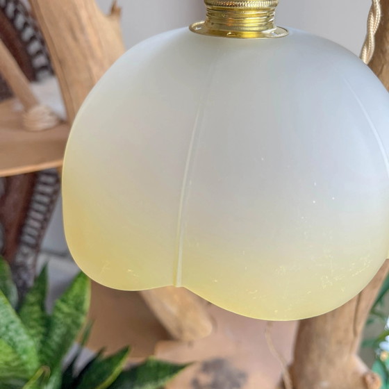 Lampada a Sospensione Plug-in con Paralume in Vetro Smerigliato Ambrato Vintage – Luce Morbida – (photo 3 of 14)