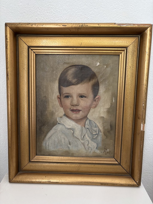 Peinture à l'huile ancienne, Portrait de garçon