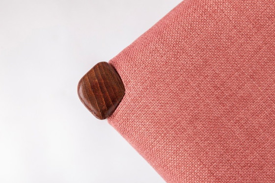 Image 1 of Set of 4 Arne Hovmand-Olsen Chairs for Mogens Kold, Danish Mid Century Teak Dining Chairs 1950s, Pink Upholstery