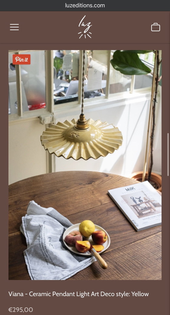 Luz Editions Keramieke Hanglamp Geel – Hanglampen, Ceramic, Textile (photo 2 of 5)