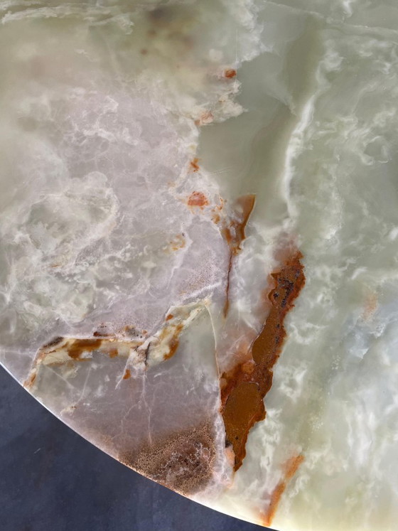 Vintage onyx marble coffee table (green/copper) (photo 4 of 12)