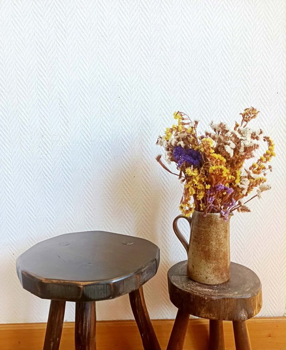 Brutalist Tripod Wooden Stool – Vintage (photo 5 of 7)