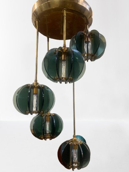 Lampadario anni '50 con cinque sfere