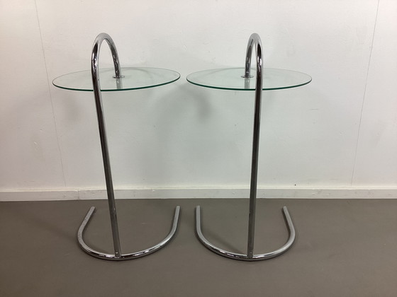 Image 1 of 2 tables vintage Ikea Ry chromées avec verre Björklund 