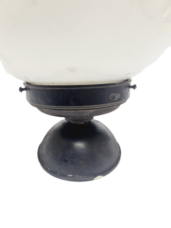 Art Deco Ceiling Lamp with Glass Shade, Poland, 1950s – Ceiling lights, Metal (photo 2 of 7)