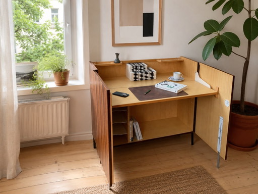 Secrétaire de style années 50, style Magic Box Home Office, en palissandre.