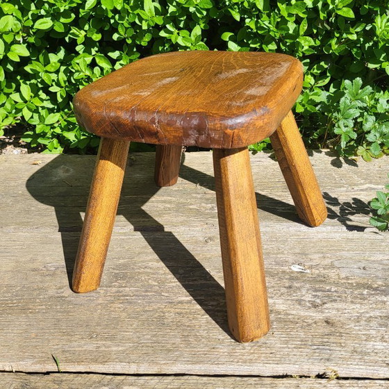 Image 1 of Milking Stool, Brutalist Shepherd in Solid Wood