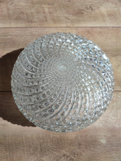 Glazen plafond lamp rond vintage jaren 60 plafondlamp Plafonniere